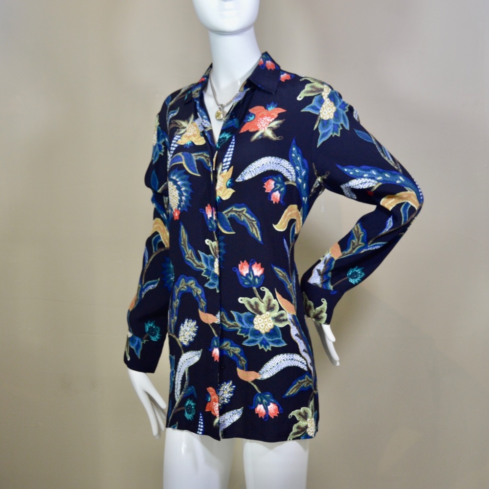 Maje Navy Rimbaud Baroque Print Blouse – Size S – NWT - Picture 10 of 14
